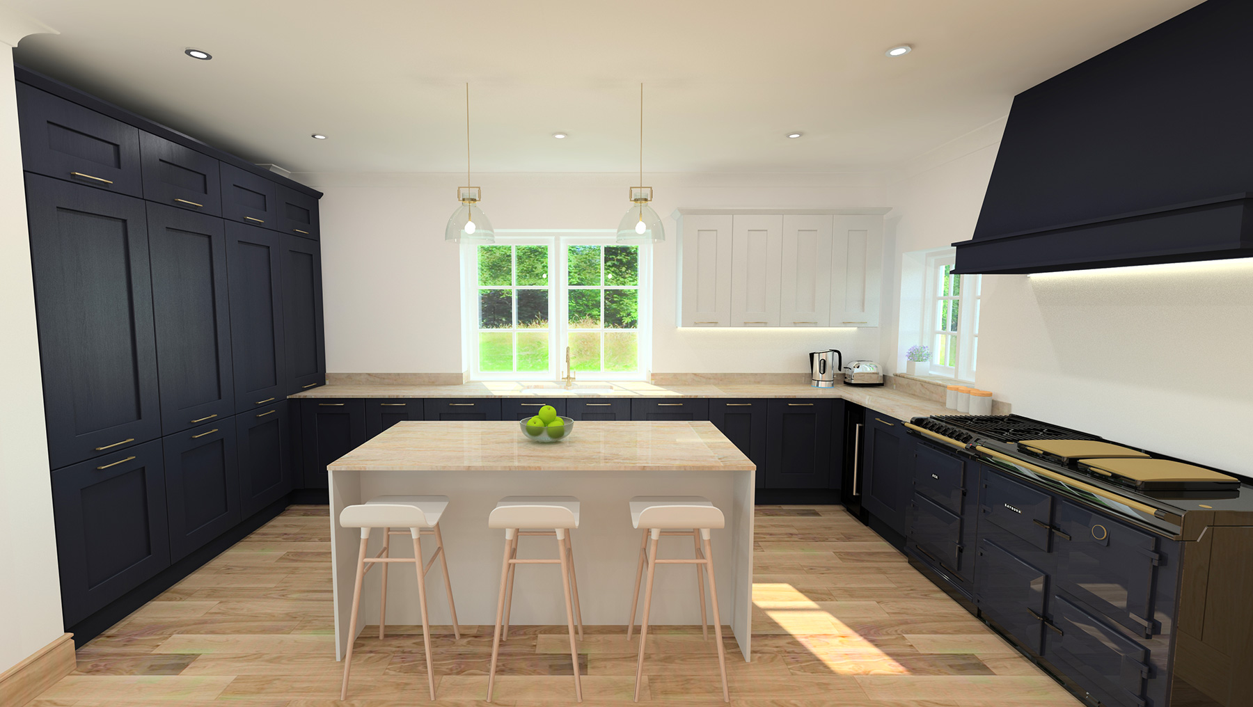 Painted shaker kitchen visual with Dekton worktops