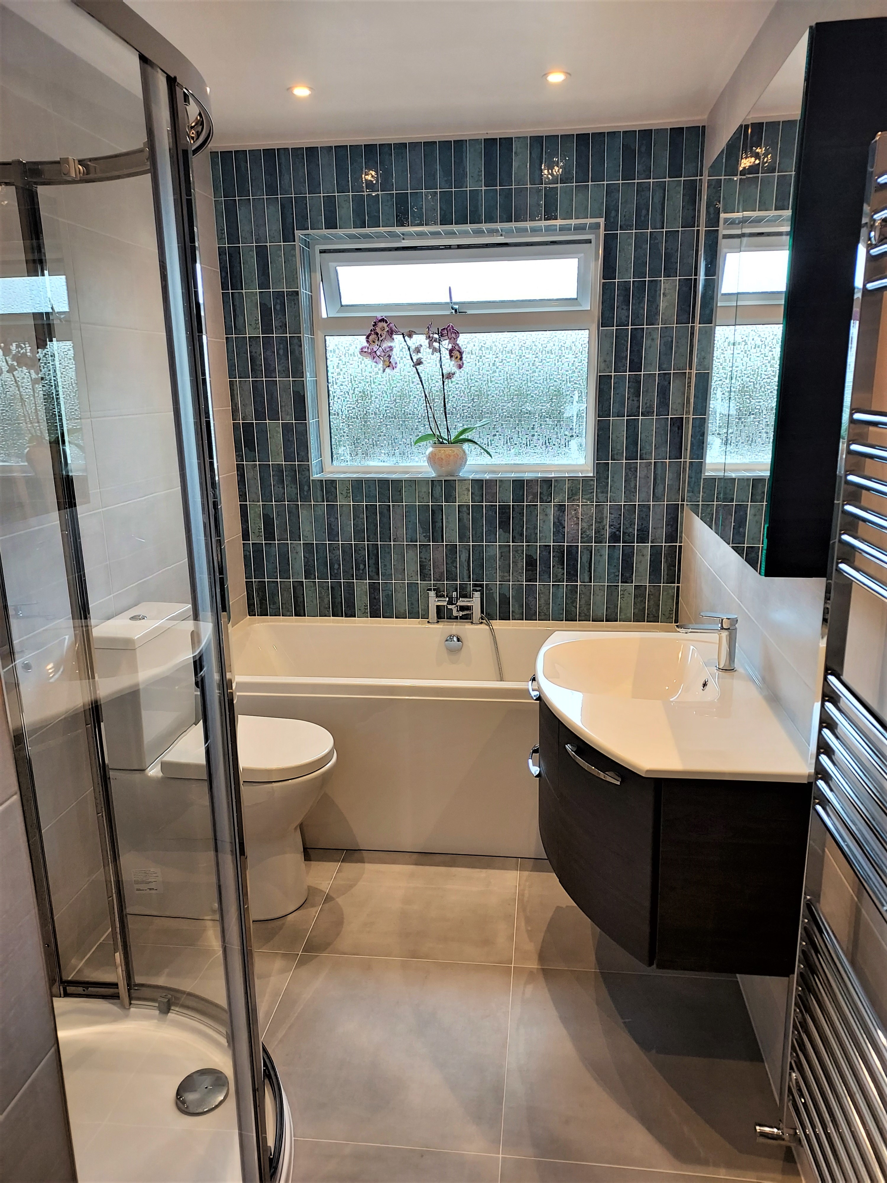 Bathroom refurbishment with feature wall tiles