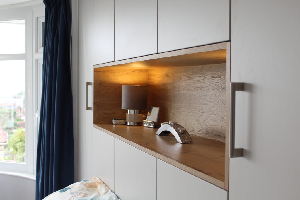 Open Shelving Detail in Headboard